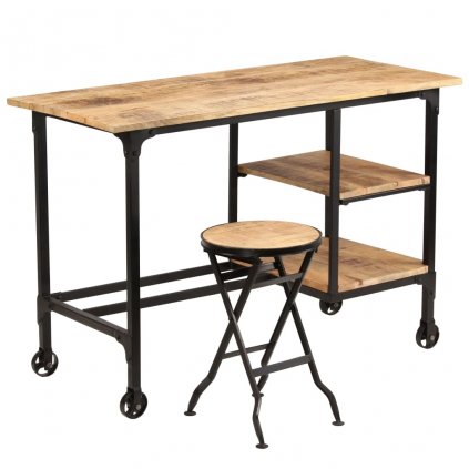 Psací stůl se skládací stoličkou - masivní mangovník | 115x50x76 cm