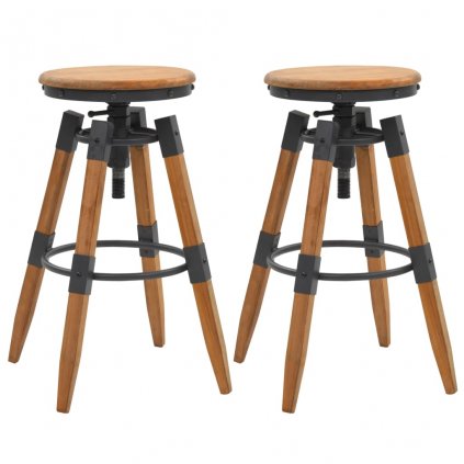 Nastavitelné barové stoličky - jedlové dřevo - 2 ks | 53,5x53,5x79 cm