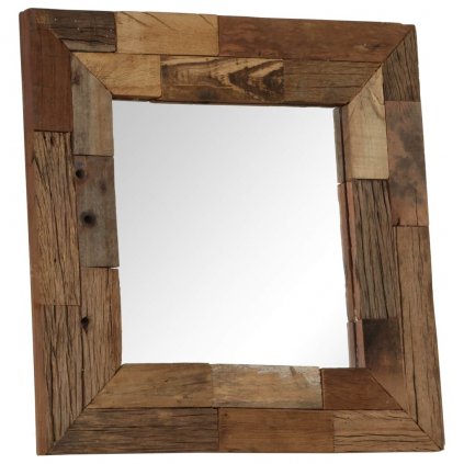Zrcadlo z masivního pražcového dřeva | 50x50 cm