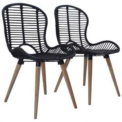Stohovatelné zahradní židle Right - 2 ks - přírodní ratan | černé