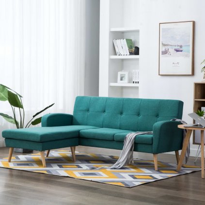 Rohová sedačka Crete - textilní čalounění - zelená | 186x136x79 cm