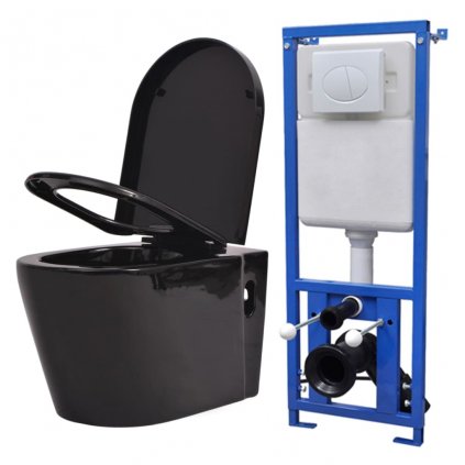 Závěsná toaleta s podomítkovou nádržkou - keramika | černá