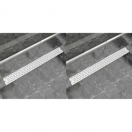 Rovný sprchový odtokový žlab 2ks - linky - nerezová ocel | 1030x140 mm