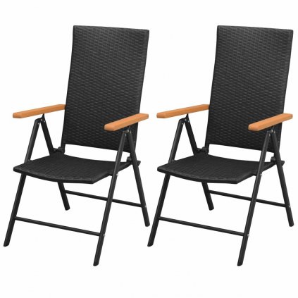 Stohovatelné zahradní židle - 2 ks - polyratan | černé