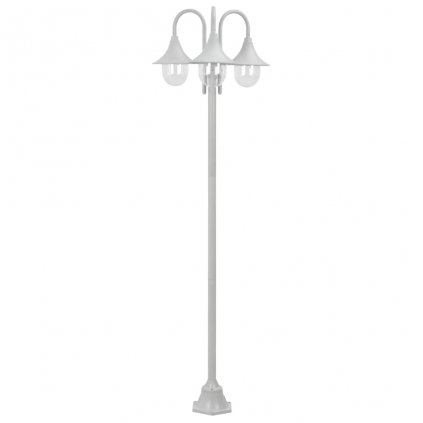 Zahradní sloupová lampa 3 ramena - hliník - bílá | 220 cm