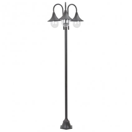 Zahradní sloupová lampa 3 ramena - hliník - bronzová | 220 cm