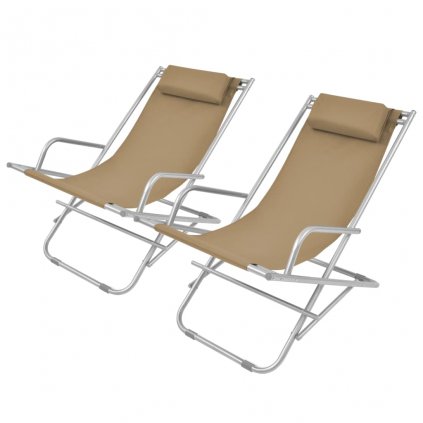 Zahradní židle 2 ks - ocel - taupe | 69x61x94 cm