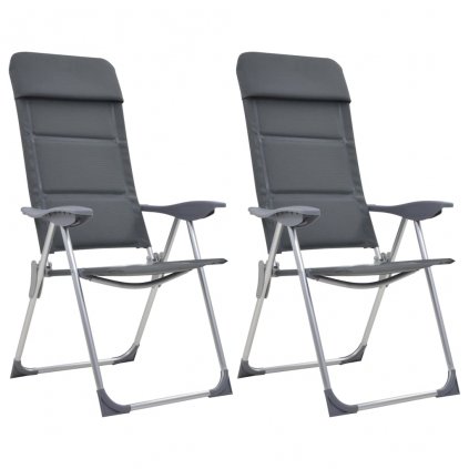 Kempingové židle z hliníku 2 ks - 58x69x111 cm | šedé