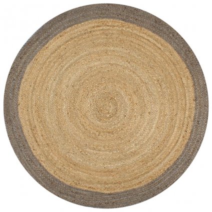 Ručně vyrobený koberec z juty s šedým okrajem | 90 cm