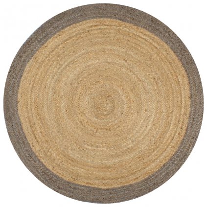 Ručně vyrobený koberec z juty s šedým okrajem | 150 cm