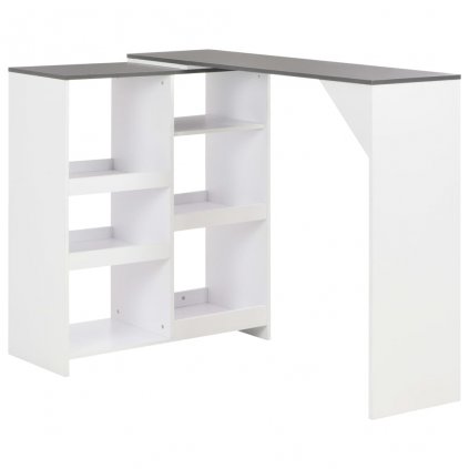 Barový stůl Tamara s pohyblivým regálem - bílý | 138x40x120 cm