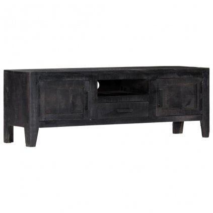 TV stolek - černý - masivní mangovníkové dřevo | 118x30x40 cm