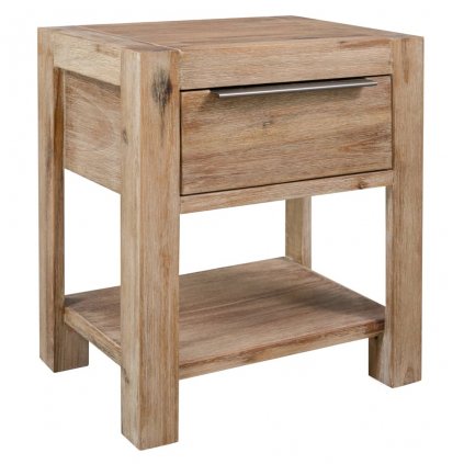 Noční stolek se zásuvkou - masivní akáciové dřevo | 40x30x48 cm