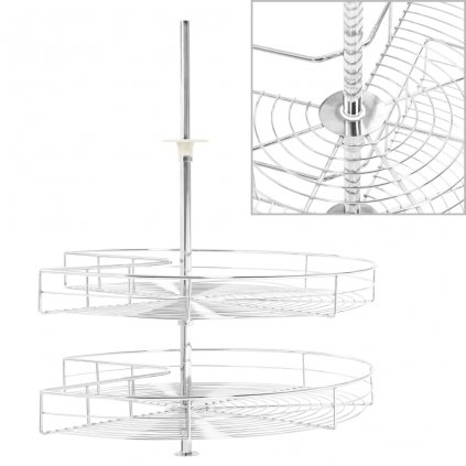 2patrový kuchyňský drátěný koš - stříbrný - 270 stupňů | 70 cm