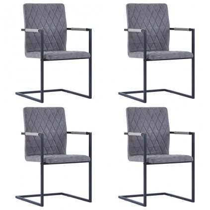 Jídelní židle Gary - 4 ks - umělá kůže | tmavě šedé
