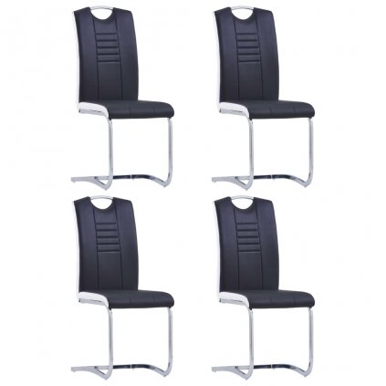 Jídelní židle Smooth - 4 ks - černé | umělá kůže