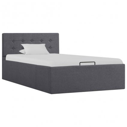 Rám postele Bend - s úložným prostorem - tmavě šedý textil | 100x200 cm