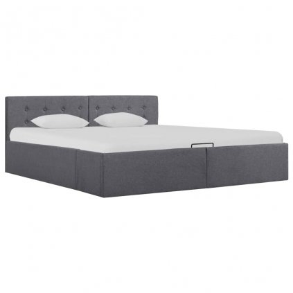 Rám postele Bend - s úložným prostorem - tmavě šedý textil | 160x200 cm