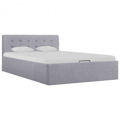 Rám postele Bend - s úložným prostorem - světle šedý textil | 120x200 cm