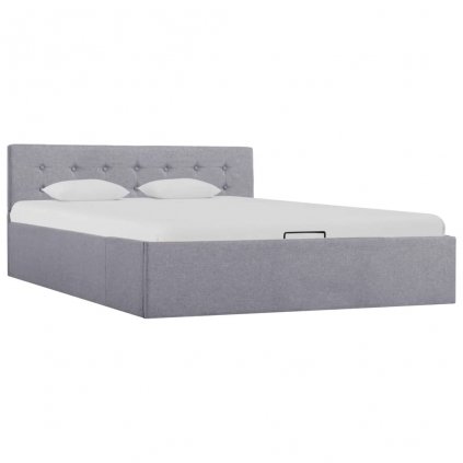 Rám postele Bend - s úložným prostorem - světle šedý textil | 140x200 cm