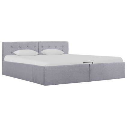 Rám postele Bend - s úložným prostorem - světle šedý textil | 160x200 cm