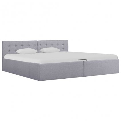 Rám postele Bend - s úložným prostorem - světle šedý textil | 180x200 cm