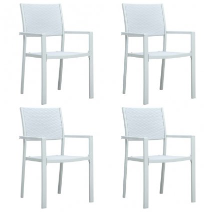 Zahradní židle - 4 ks - plast ratanový vzhled | bílé