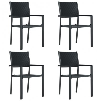 Zahradní židle - 4 ks - plast ratanový vzhled | černé