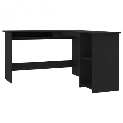 Rohový psací stůl Kenwick - dřevotříska - černý | 120x140x75 cm