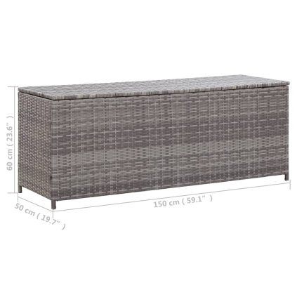 Zahradní úložný box - polyratan - 150x50x60 cm | šedý