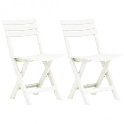 Skládací zahradní židle - plast - 2 ks | bílé