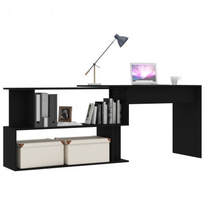 Rohový psací stůl Simple - černý | 200x50x76 cm