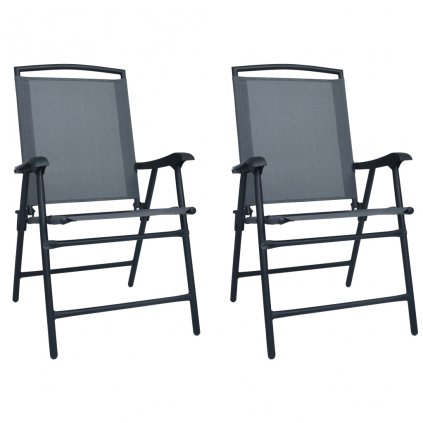 Skládací zahradní židle Melburn - 2 ks - textilen | šedé