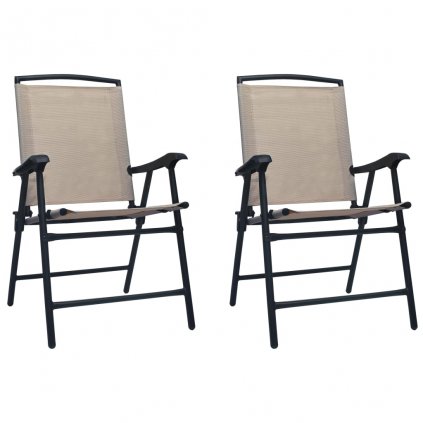 Skládací zahradní židle Melburn - 2 ks - textilen | taupe