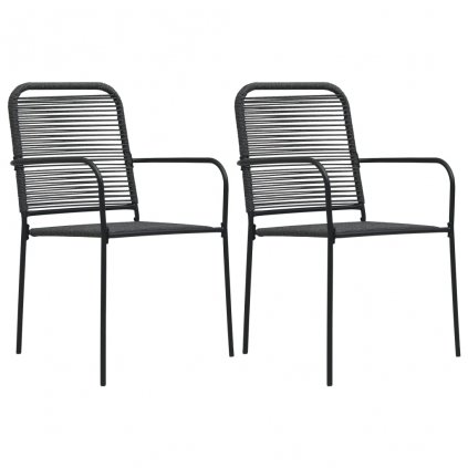 Zahradní židle Rapport - bavlněné provázky a ocel - 2 ks | černé