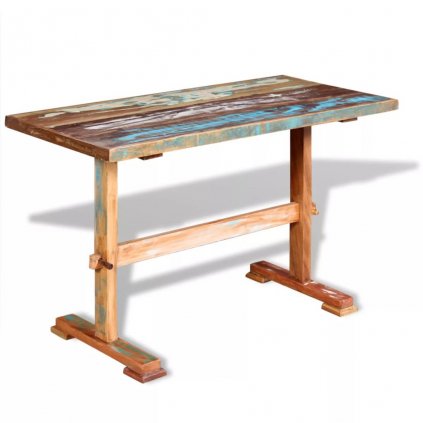 Jídelní stůl s trnoží - masivní recyklované dřevo | 120x58x78 cm