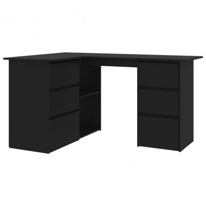 Rohový psací stůl Kelvin - dřevotříska - černý | 145x100x76 cm