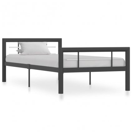Rám postele Calgary - šedý + bílý kov | 90x200 cm