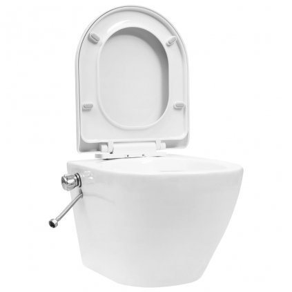Závěsné WC bez oplachového kruhu - s funkcí bidetu - keramické | bílé