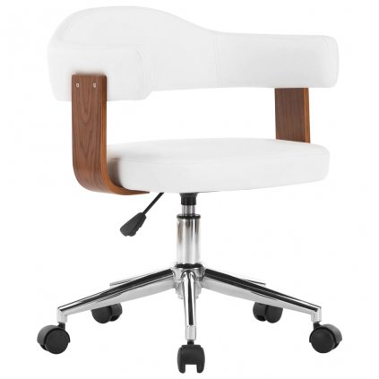 Otočná kancelářská židle Fords - ohýbané dřevo a umělá kůže | bílá