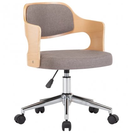 Otočná kancelářská židle Lochie - ohýbané dřevo a textil | taupe