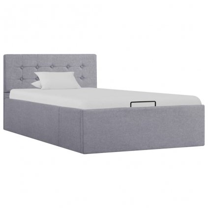 Rám postele Bend - s úložným prostorem - světle šedý textil | 100x200 cm