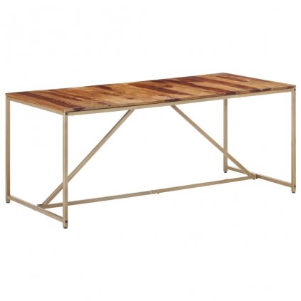 Jídelní stůl Lumber - masivní sheeshamové dřevo - zlatý | 180 x 90 x 76 cm