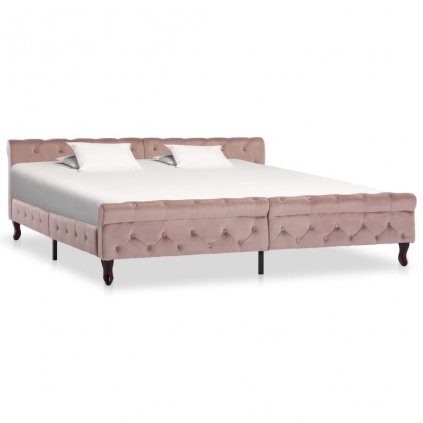 Rám postele Keeline - růžový samet | 200 x 200 cm