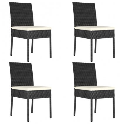 Zahradní jídelní židle Lavita - polyratan - 4 ks | černé