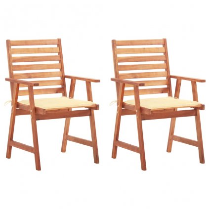 Zahradní jídelní židle Rawhide s poduškami - 2 ks | masivní akáciové dřevo