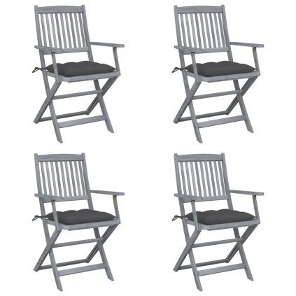 Skládací zahradní židle Bannos s poduškami - masivní akáciové dřevo | 4 ks