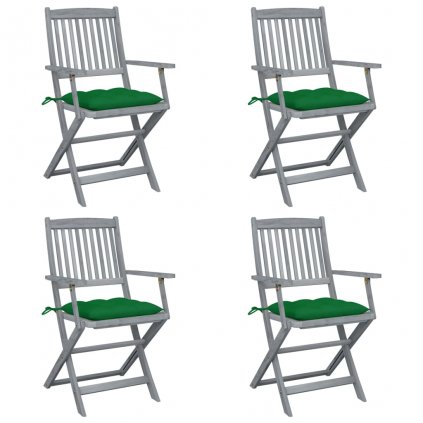 Skládací zahradní židle Bannos s poduškami - masivní akáciové dřevo | 4 ks