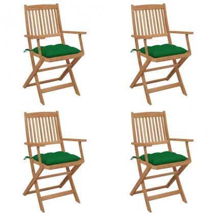 Skládací zahradní židle Busbee s poduškami - masivní akáciové dřevo | 4 ks