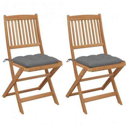 Skládací zahradní židle Campo s poduškami - masivní akáciové dřevo | 2 ks